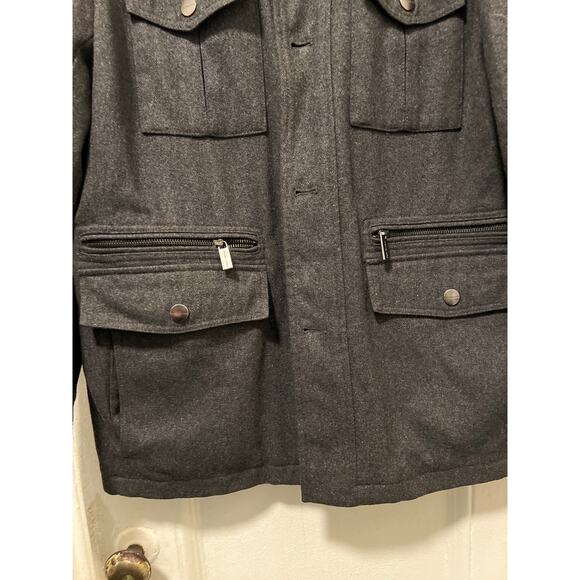 Men’s Michael Kors Wool Blend Utility Cargo Military Coat Jacket Gray Size M - Picture 4 of 10